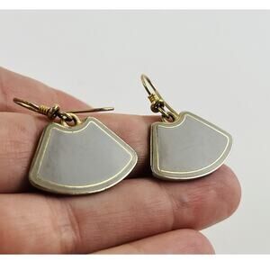 Rare Vintage Laurel Burch Earrings Fan Wave Style Solid Color Tan Champagne 80s